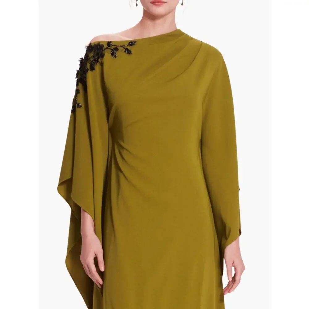 Marchesa EMBROIDERED DRAPED KAFTAN Size 12 NWT Olive - Picture 12 of 12